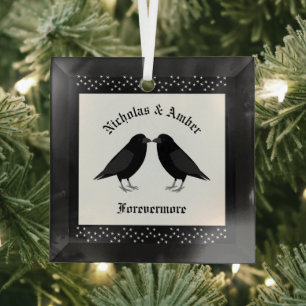 Ornement En Verre Mariage gothique Baiser Ravens Personnalisé
