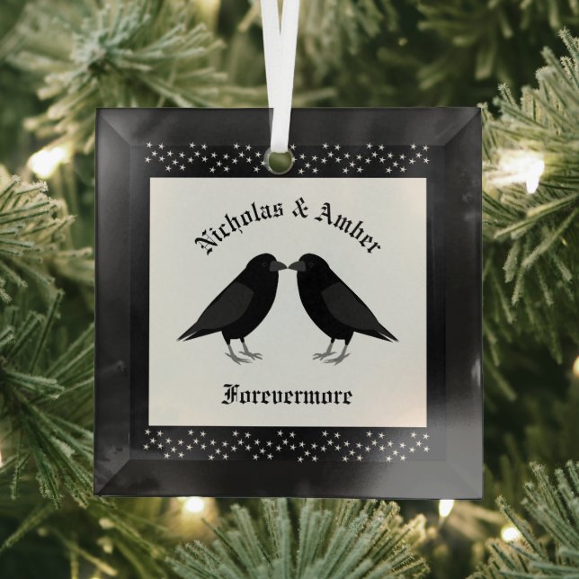 Ornement En Verre Mariage gothique Baiser Ravens Personnalisé (Insitu)