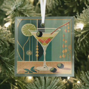 Ornement En Verre Martini de l'heure du cocktail design milieu du si