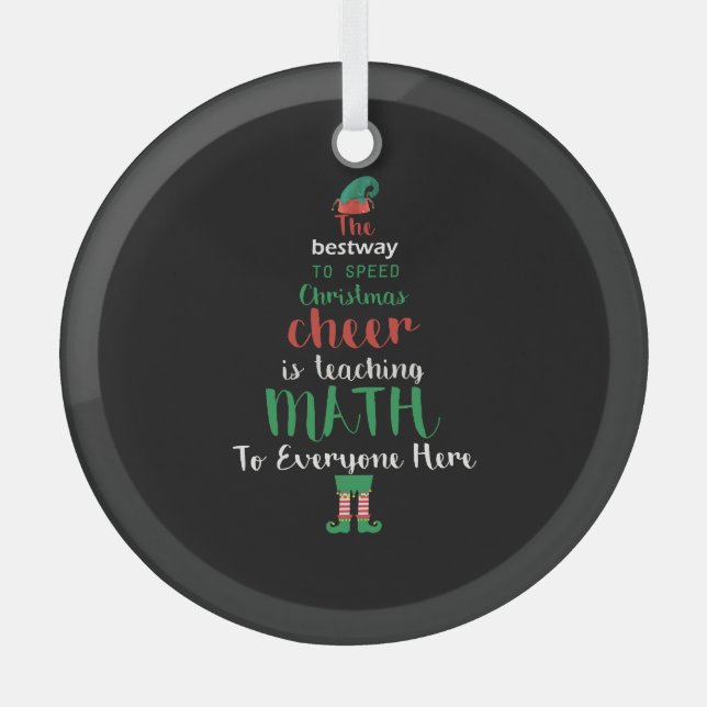 Ornement En Verre Math Enseignant Christmas Elf Cadeau design (Recto)