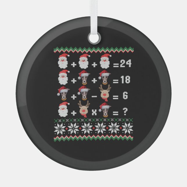 Ornement En Verre Math Enseignant Noël GREYHOY (Recto)