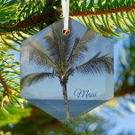 Ornement En Verre Maui Hawaii Island Photographie Joli Palm Tree<br><div class="desc">Beau blues gras derrière un palmier vert pour les amoureux de Maui,  Hawaii. Cette vedette photographique océanique en forme de décoration de Noël est parfaite pour une maison de plage hawaïenne sur cette île tropicale.</div>