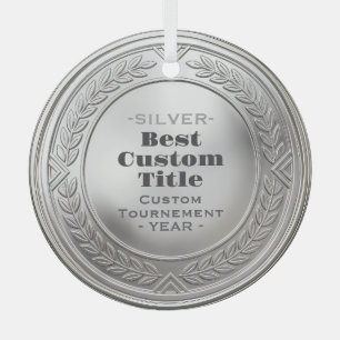 Ornement En Verre Médaille d'argent réaliste 3D personnalisable et m