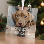 Ornement En Verre Meilleur Chien Papa Jamais Moderne Personnalisé An<br><div class="desc">Ce design simple et classique est composé de typographie serif et d'ajouter une photo personnalisée</div>