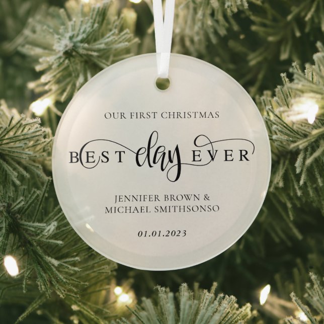 Ornement En Verre Meilleur jour de Noël jamais Script (Insitu)