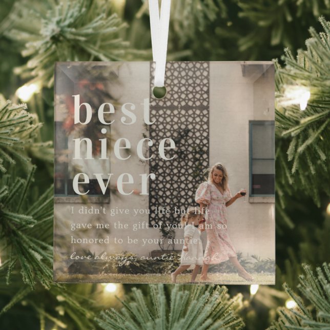 Ornement En Verre Meilleure nièce | Devis et cadeau photo (Insitu)