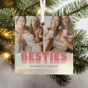 Ornement En Verre Meilleures amies Photo personnalisée Noël