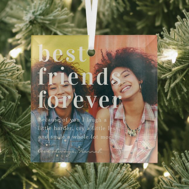 Ornement En Verre Meilleurs amis pour toujours | Devis et cadeau pho (Insitu)