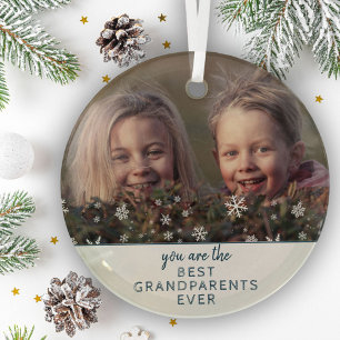 Ornement En Verre Meilleurs Grands-Parents Flocons de Neige Photo So