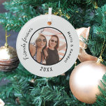 Ornement En Verre Meilleurs noms de photos d'amis blanc noir<br><div class="desc">Personnalisez et ajoutez votre propre photo. Un arrière - plan blanc. Ajoutez vos noms et votre année. Texte noir.</div>