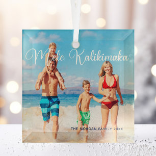 Ornement En Verre Mele Kalikimaka Famille Photo Plage Noël 2022
