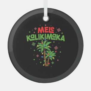 Ornement En Verre Mele Kalikimaka Hawaiian Christmas Palm Tree Light