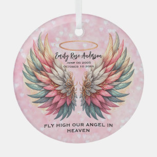 Ornement En Verre Mémoire personnalisable d'ailes d'ange 