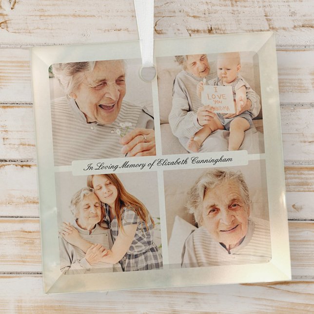 Ornement En Verre Mémorial en mémoire d'amour moderne élégant 4 phot (Créateur téléchargé)