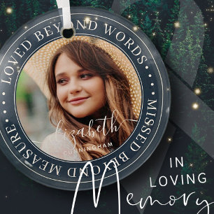 Ornement En Verre Memorial Love Beyond Words Élégant Photo Chic