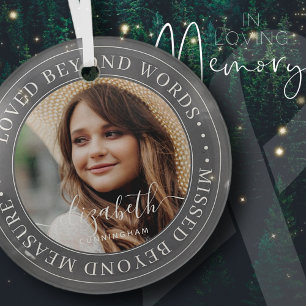 Ornement En Verre Memorial Love Beyond Words Élégant Photo Chic