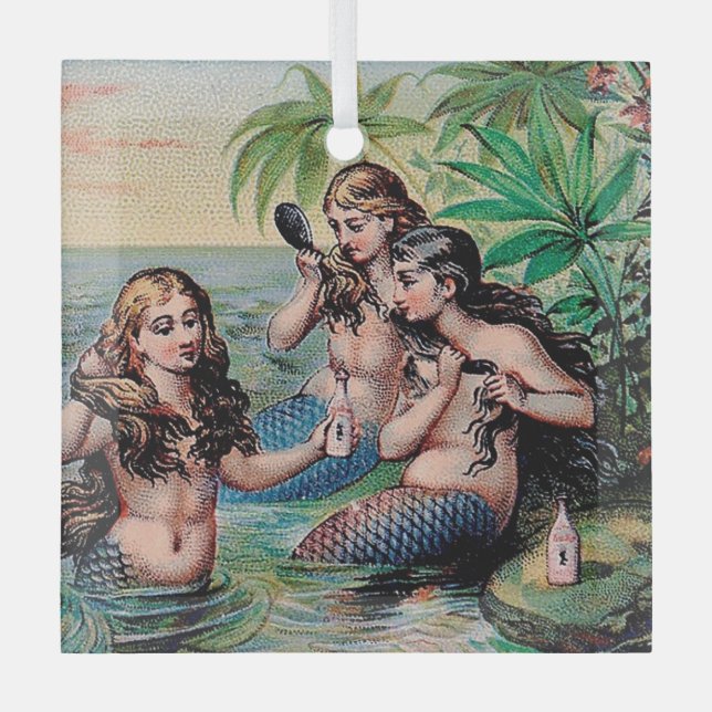 Ornement En Verre Mermaid Antique Magie Océan Nautique (Recto)
