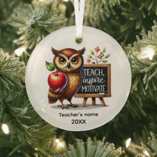 Ornement En Verre Mignon Enseigner Inspirer Motiver ajouter nom anné