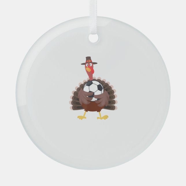 Ornement En Verre Mignonne Funny Soccer Thanksgiving Turquie Boys (Recto)