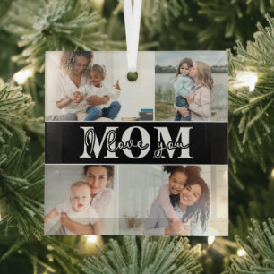 Ornement En Verre Mignonne JE T'AIME MOM Fête des Mères Photo