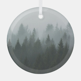 Ornement En Verre Misty Mountain Forest Brouillard d'automne