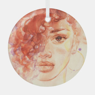 Ornement En Verre Mode afro-américaine, aquarelle illustration.
