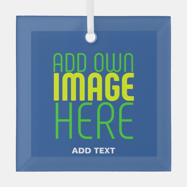 ORNEMENT EN VERRE MODÈLE DE TEXTE D'IMAGE BLEU MODERNE MODIFIABLE (Recto)