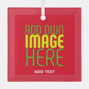 ORNEMENT EN VERRE MODÈLE DE TEXTE D'IMAGE ROUGE SIMPLE MODERNE