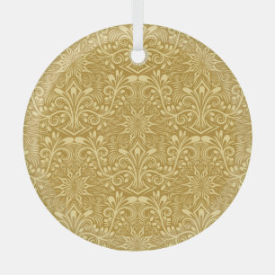 Ornement En Verre Modèle Floral Baroque Damas d'or