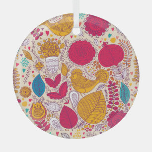 Ornement En Verre Modèle floral Vintage détaillé