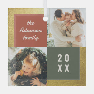 Ornement En Verre Modern Pastel & Gold Christmas 2 Collage photo