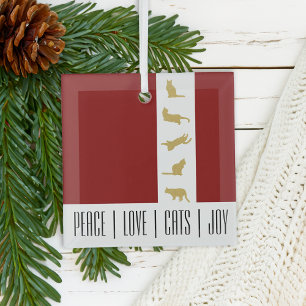 Ornement En Verre Moderne Chic Rouge Blanc et Or Noël Amateur de Cha