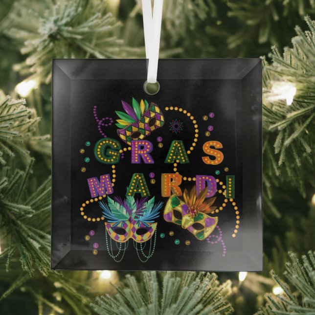 Ornement En Verre Moderne Mardi Gras (Insitu)