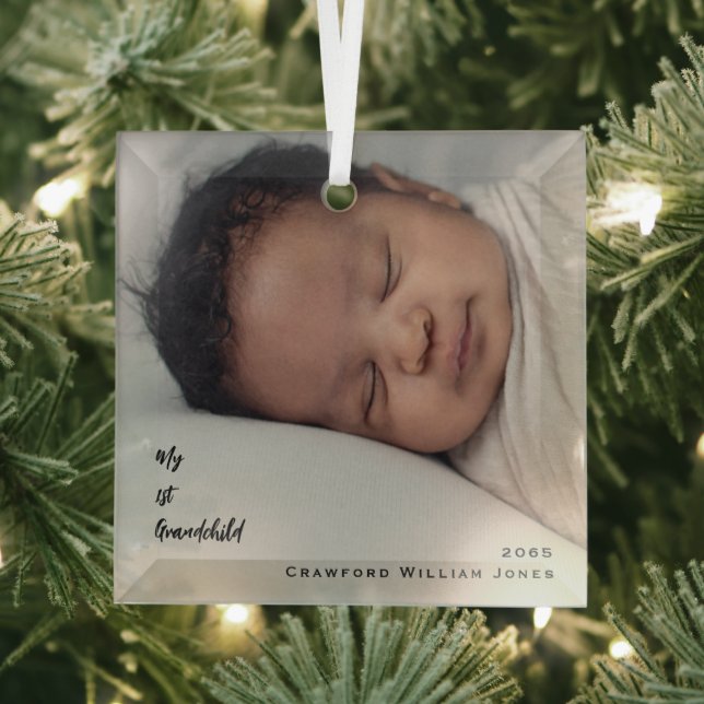 Ornement En Verre Mon 1er bébé bébé photo neutre personnalisée (Insitu)