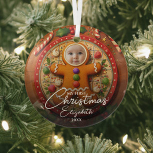 Ornement En Verre Mon premier Noël amusant gâteau en pain d'épices p