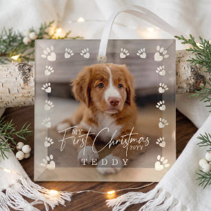 Ornement En Verre Mon premier Noël Photo personnalisée de chien empr