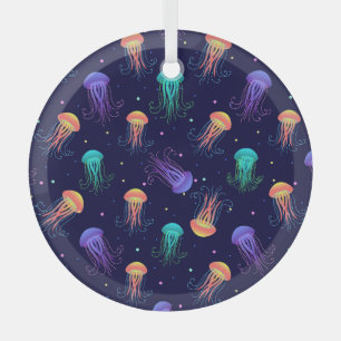 Ornement En Verre Monde de méduses sous-marines : motif lumineux.