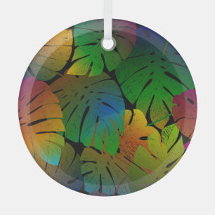 Ornement En Verre Monstère exotique : Feuilles de palme Vintage