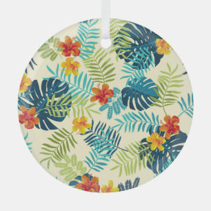 Ornement En Verre Monstère tropicale Hibiscus Motif d'été