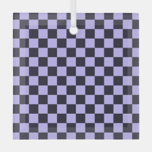Ornement En Verre motif à carreaux lilas français