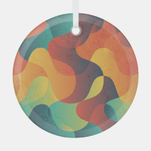 Ornement En Verre Motif abstrait à vague vintage colorée