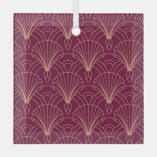 Ornement En Verre Motif Art Déco avec éventails géométriques dorés