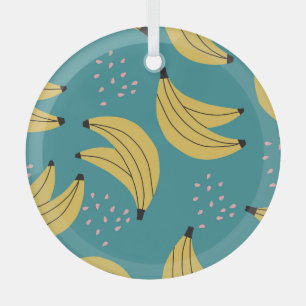 Ornement En Verre motif banane vintage, arrière - plan bleu.