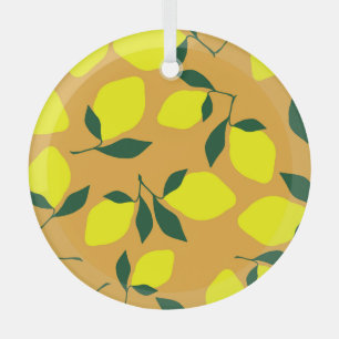 Ornement En Verre Motif citron simple, arrière - plan orange.