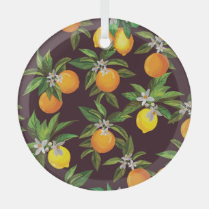 Ornement En Verre Motif d'agrumes, Oranges Vintages de citrons.