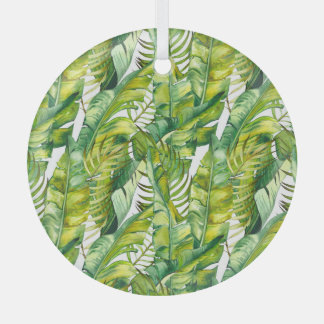 Ornement En Verre Motif d'aquarelle Feuille de banane tropicale