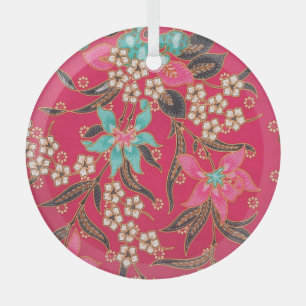 Ornement En Verre Motif d'art batik indonésien