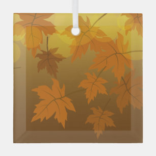 Ornement En Verre Motif d'automne avec feuilles d'érable en chute et