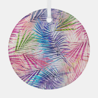 Ornement En Verre Motif de basculement Feuilles d'aquarelle Abstrait