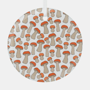 Ornement En Verre Motif de champignons d'Aspen rouge orange